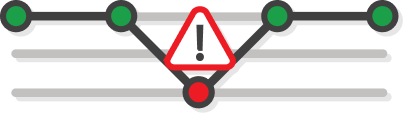 A stream health timeline with a warning flagged on one point
