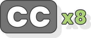 A closed captions symbol for captions in multiple languages