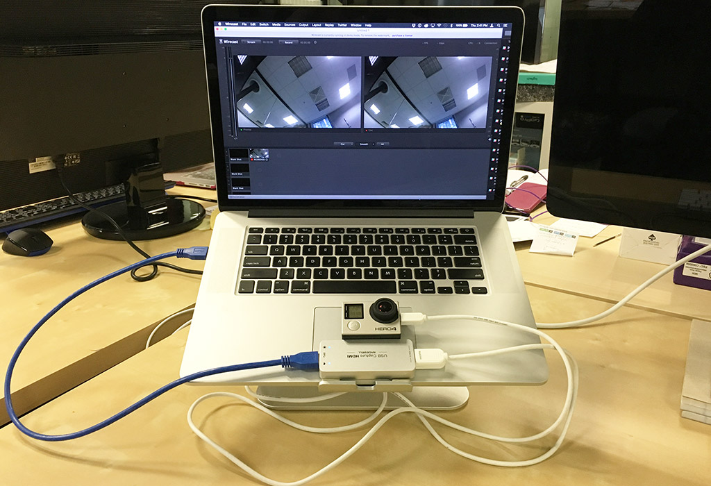 Live streaming with a GoPro, Magewell capture card and Wirecast.