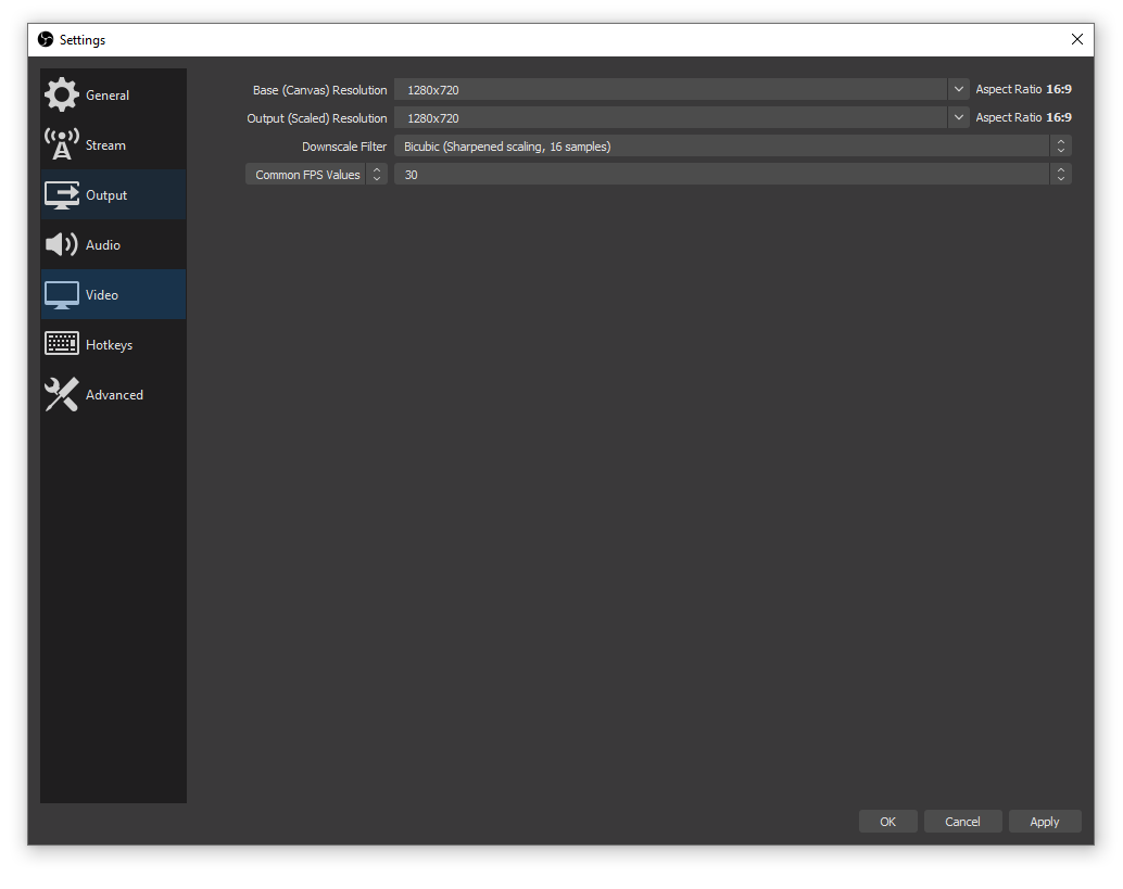 Obs setting